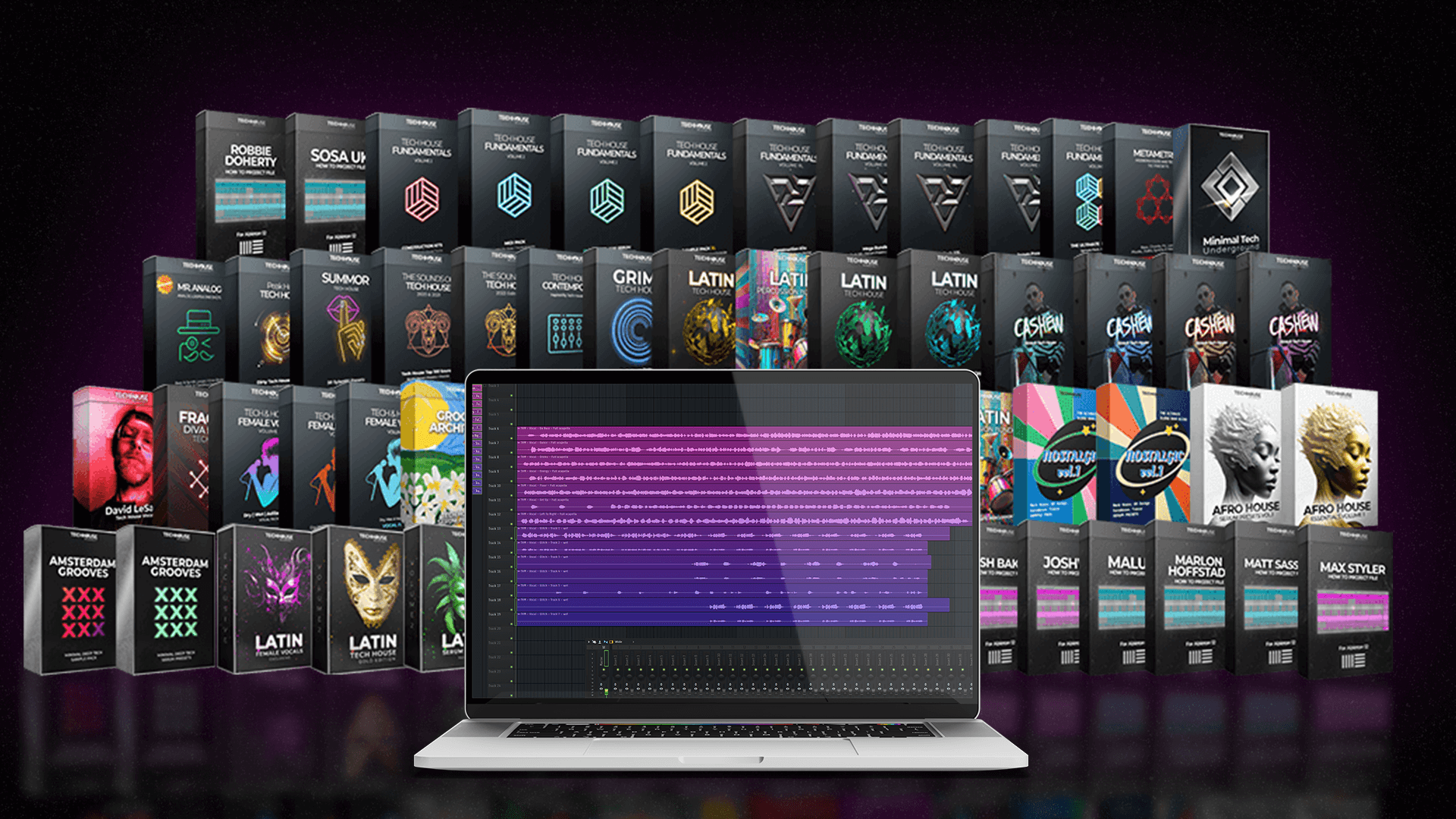 Latin Tech House Sample Collection By Tech House Market, including over 11gb sample, serum presets, tech house vocals, and more